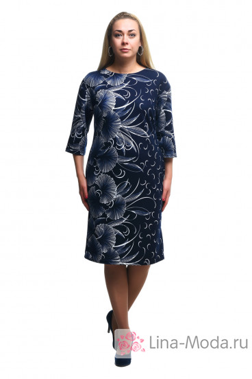 Платье "Олси" 1805015/1V ОЛСИ (Синий/цветы)